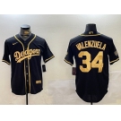 Men's Los Angeles Dodgers #34 Fernando Valenzuela Black Authentic Collection Stitched MLB Jersey