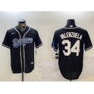 Men's Los Angeles Dodgers #34 Fernando Valenzuela Black Authentic Collection Stitched MLB Jerseys