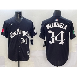 Men's Los Angeles Dodgers #34 Fernando Valenzuela Black Mexico 2025 LA Gothic Style With Fernando Patch Vapor Premier Limited Stitched Baseball Jersey