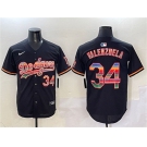 Men's Los Angeles Dodgers #34 Fernando Valenzuela Black Mexico Limited Stitched Baseball Jersey