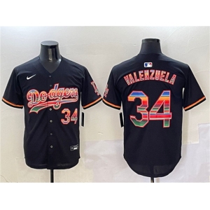 Men's Los Angeles Dodgers #34 Fernando Valenzuela Black Mexico Limited Stitched Baseball Jersey