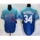 Men's Los Angeles Dodgers #34 Fernando Valenzuela Blue 2025 City Connect Limited Stitched Jersey