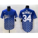 Men's Los Angeles Dodgers #34 Fernando Valenzuela Blue Limited Stitched Baseball Jersey