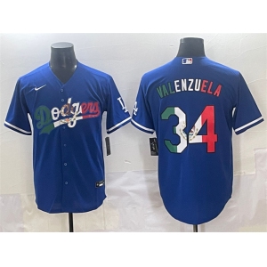 Men's Los Angeles Dodgers #34 Fernando Valenzuela Blue Mexico Stitched Jersey