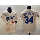 Men's Los Angeles Dodgers #34 Fernando Valenzuela Cream 2025 Tokyo Series Limited Stitched Baseball Jersey