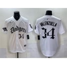 Men's Los Angeles Dodgers #34 Fernando Valenzuela White 2025 LA Gothic Style With 2024 World Series Champions Patch Vapor Premier Limited Stitched Baseball