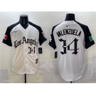 Men's Los Angeles Dodgers #34 Fernando Valenzuela White Black Mexico 2025 LA Gothic Style With Fernando Patch Vapor Premier Limited Stitched Baseball Jerse