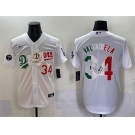 Men's Los Angeles Dodgers #34 Fernando Valenzuela White Mexico Special Vin Scully Patch Stitched Baseball Jersey