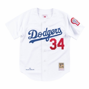 Men's Los Angeles Dodgers #34 Fernando Valenzuela White Stitched Baseball Jersey