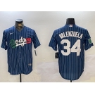 Men's Los Angeles Dodgers #34 Fernando Valenzuela blue Authentic Collection Stitched MLB Jersey