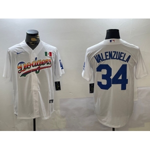 Men's Los Angeles Dodgers #34 Fernando Valenzuela white Authentic Collection Stitched MLB Jersey