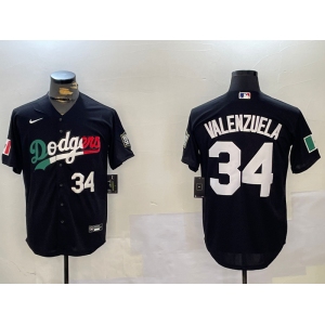 Men's Los Angeles Dodgers #34 Toro Valenzuela Black Mexico 2024 World Series Cool Base Stitched Baseball Jerseys