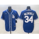 Men's Los Angeles Dodgers #34 Toro Valenzuela Blue Cool Base Stitched Baseball Jersey