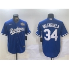 Men's Los Angeles Dodgers #34 Toro Valenzuela Royal 2024 World Series Cool Base Stitched Baseball Jersey