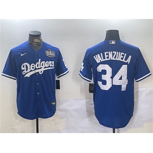 Men's Los Angeles Dodgers #34 Toro Valenzuela Royal 2024 World Series Cool Base Stitched Baseball Jersey