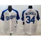 Men's Los Angeles Dodgers #34 Toro Valenzuela White Blue Fashion Stitched Cool Base Limited Jersey