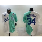 Men's Los Angeles Dodgers #34 Toro Valenzuela White Green Split 2024 World Series All-Star Cool Base Stitched Baseball Jersey