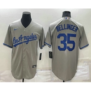 Men's Los Angeles Dodgers #35 Cody Bellinger Grey With Los Stitched MLB Cool Base Nike Jersey