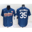 Men's Los Angeles Dodgers #35 Cody Bellinger Rainbow Blue Red Pinstripe Mexico Cool Base Nike Jersey