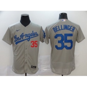 Men's Los Angeles Dodgers #35 Cody Bellinger Replica Grey Road Cool Base Baseball Jersey