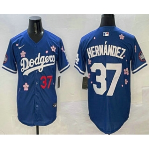 Men's Los Angeles Dodgers #37 Teoscar Hernandez Blue 2025 Tokyo Series Limited Jersey