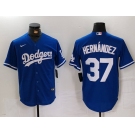 Men's Los Angeles Dodgers #37 Teoscar Hernandez Blue Cool Base Stitched Jersey