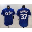 Men's Los Angeles Dodgers #37 Teoscar Hernandez Blue Flex Base Stitched Jersey