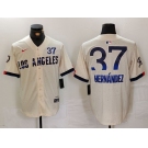 Men's Los Angeles Dodgers #37 Teoscar Hernandez Cream 2024 City Connect Limited Stitched Jersey