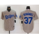 Men's Los Angeles Dodgers #37 Teoscar Hernandez Grey Cool Base Stitched Jersey