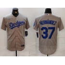 Men's Los Angeles Dodgers #37 Teoscar Hernandez Grey Flex Base Stitched Jersey