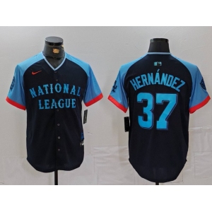 Men's Los Angeles Dodgers #37 Teoscar Hernandez Navy 2024 All Star Limited Stitched Jersey