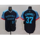 Men's Los Angeles Dodgers #37 Teoscar Hernandez Number Navy 2024 All Star Limited Stitched Jersey