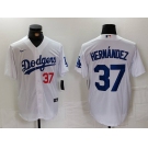 Men's Los Angeles Dodgers #37 Teoscar Hernandez Number White Cool Base Stitched Jersey