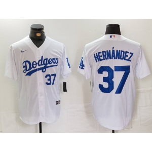 Men's Los Angeles Dodgers #37 Teoscar Hernandez Number White Cool Base Stitched Jerseys