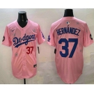 Men's Los Angeles Dodgers #37 Teoscar Hernandez Pink 2025 Tokyo Series Limited Jersey