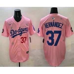 Men's Los Angeles Dodgers #37 Teoscar Hernandez Pink 2025 Tokyo Series Limited Jersey