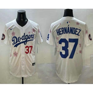 Men's Los Angeles Dodgers #37 Teoscar Hernandez White 2025 Tokyo Series Limited Jersey