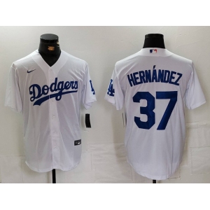 Men's Los Angeles Dodgers #37 Teoscar Hernandez White Cool Base Stitched Jersey