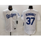 Men's Los Angeles Dodgers #37 Teoscar Hernandez White Flex Base Stitched Jersey