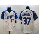 Men's Los Angeles Dodgers #37 Teoscar Hernandez White Royal 2025 Tokyo Series Limited Stitched Baseball Jersey