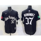 Men's Los Angeles Dodgers #37 Teoscar Hernández Black 2025 LA Gothic Style With Fernando Patch Vapor Premier Limited Stitched Baseball Jersey