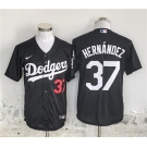 Men's Los Angeles Dodgers #37 Teoscar Hernández Black Cool Base Stitched Baseball Jersey