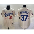 Men's Los Angeles Dodgers #37 Teoscar Hernández Cream 2025 Tokyo Series Limited Stitched Baseball Jersey