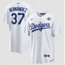 Men's Los Angeles Dodgers #37 Teoscar Hernández White 2025 World Series Home Cool Base Stitched Baseball Jersey