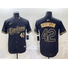 Men's Los Angeles Dodgers #42 Jackie Robinson Black Gold Limited Stitched Jersey