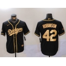 Men's Los Angeles Dodgers #42 Jackie Robinson Black Gold World Series Champions Cool Base Stitched Jersey