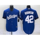 Men's Los Angeles Dodgers #42 Jackie Robinson Blue 2021 City Connect Cool Base Stitched Jersey