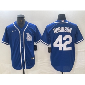 Men's Los Angeles Dodgers #42 Jackie Robinson Blue Cool Base Stitched Baseball Jersey