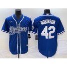 Men's Los Angeles Dodgers #42 Jackie Robinson Blue With Patch Cool Base Stitched Baseball Jersey