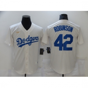 Men's Los Angeles Dodgers #42 Jackie Robinson Cream Nike Game Throwback Jersey